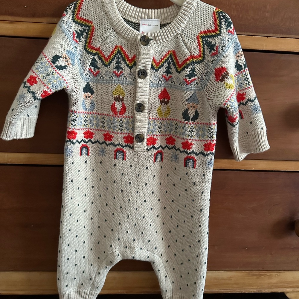 Cozy Knit Patterned Kids One Piece